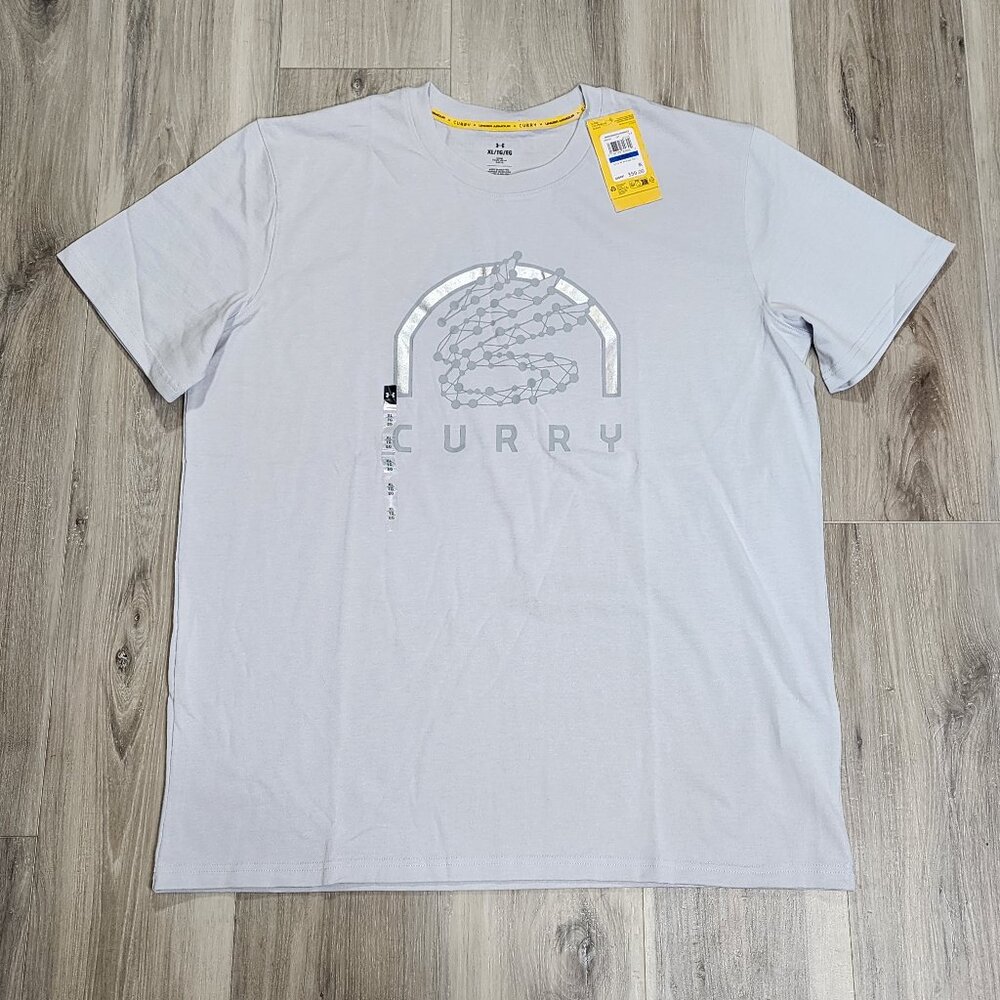 Under Armour T-Shirt Men's XL Gray Curry Heavyweight Verbiage 1 New